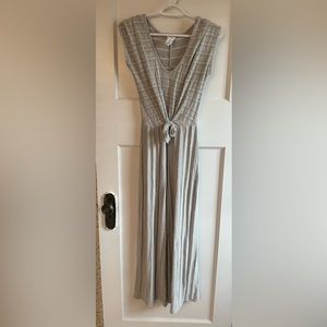White and gray stretchy jumpsuit